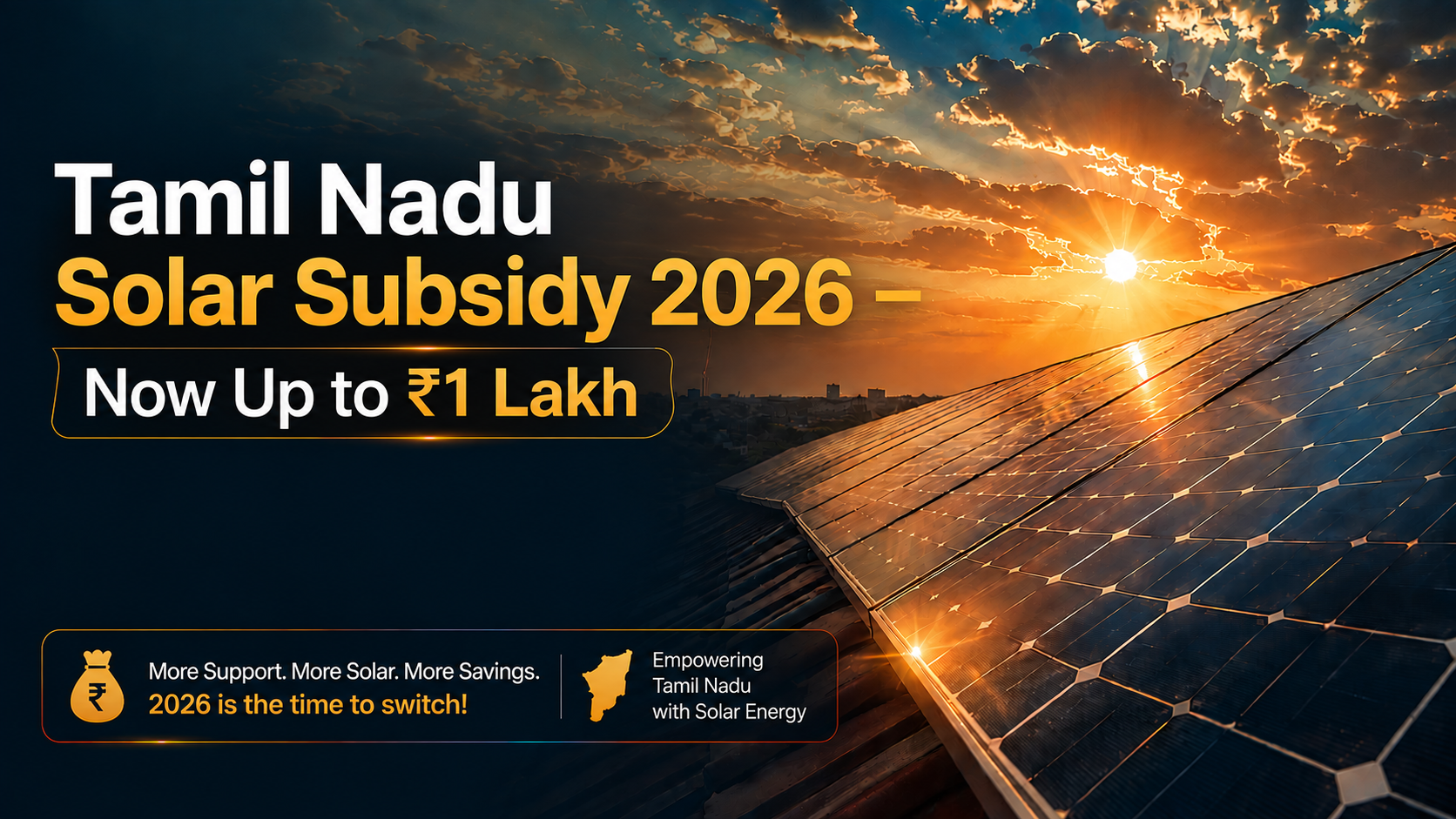 Tamil Nadu Rooftop Solar Subsidy Now Up to ₹1 Lakh: What Changed in 2026